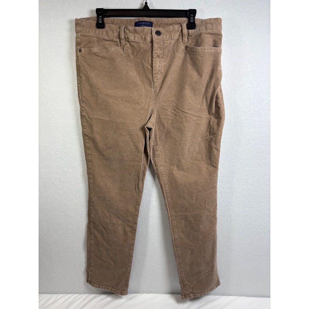 Talbots Corduroy Pants Womens 16 Tan Cotton Straight Simply Flattering Classic